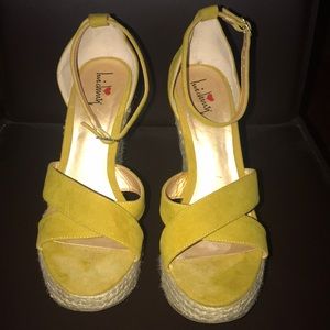Mustard Suede Wedge Heels